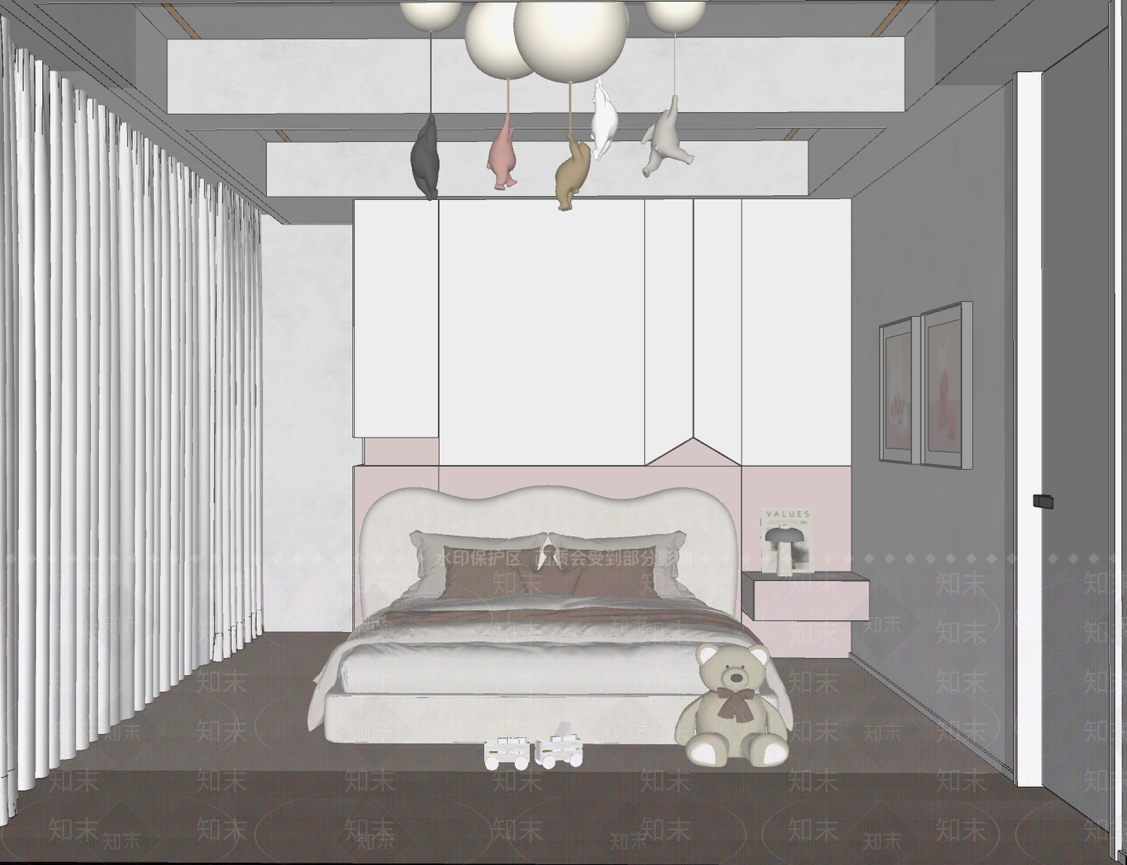 现代简约女孩房SU模型下载【ID:1201880363】