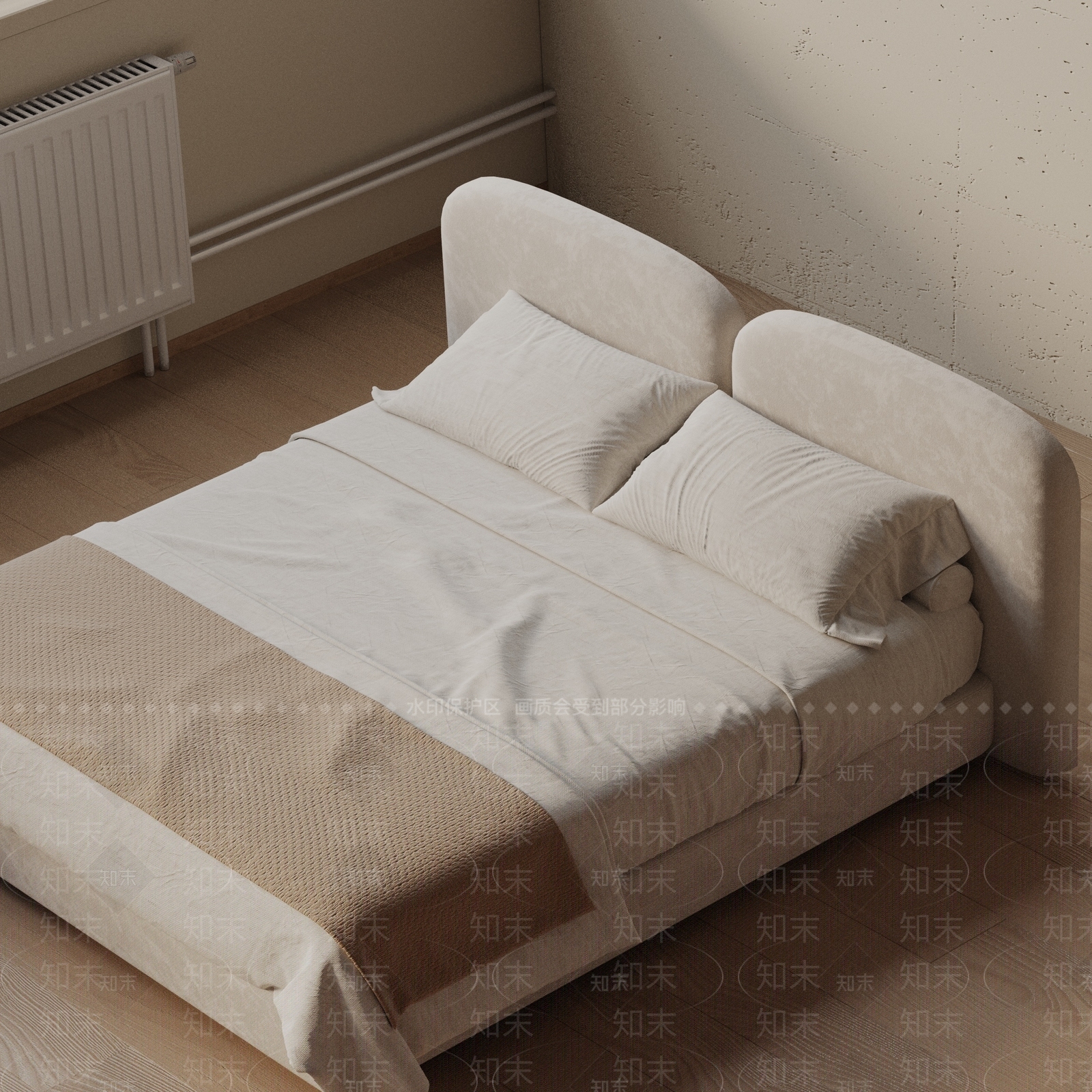 现代双人床3D模型下载【ID:1201881156】