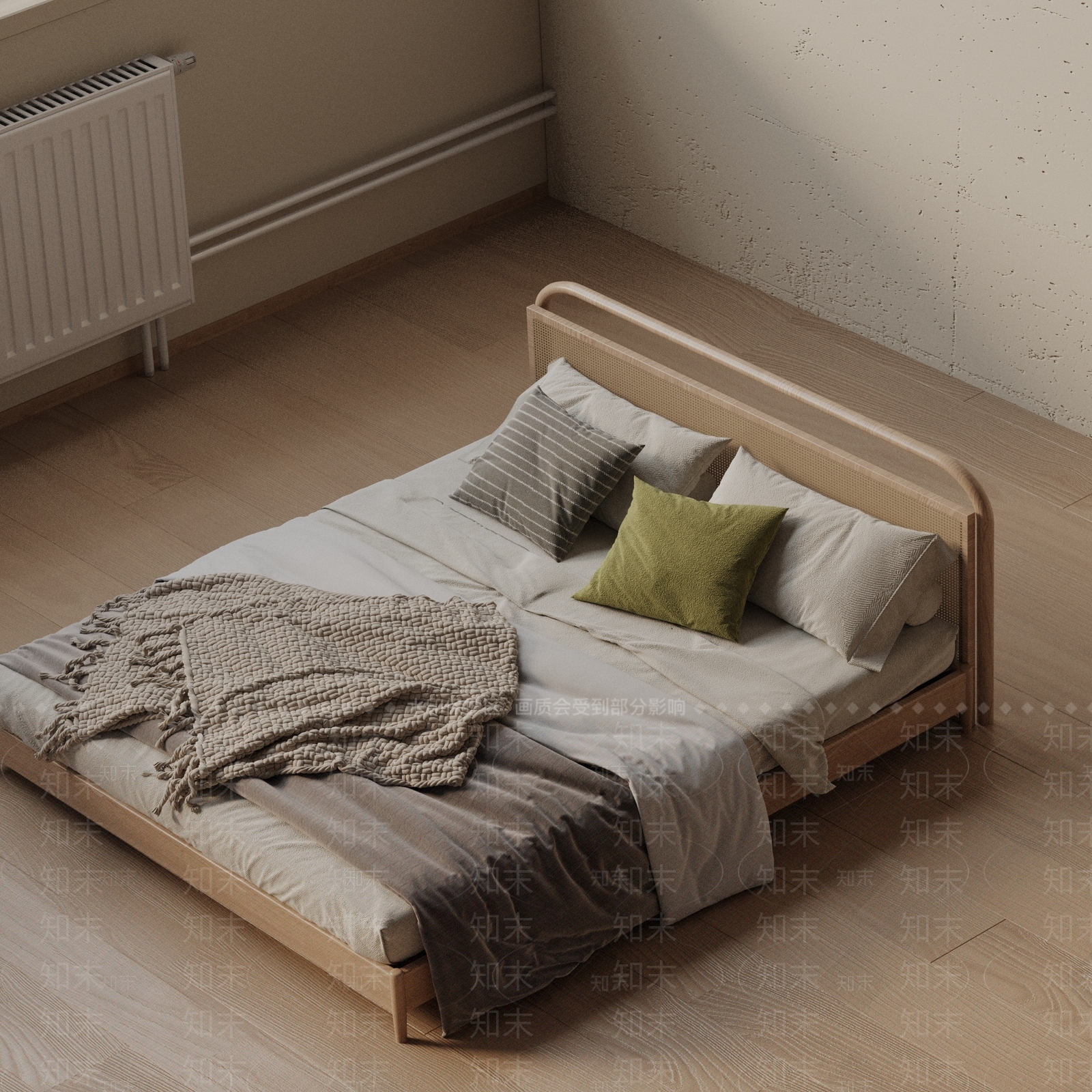 现代双人床3D模型下载【ID:1201881886】