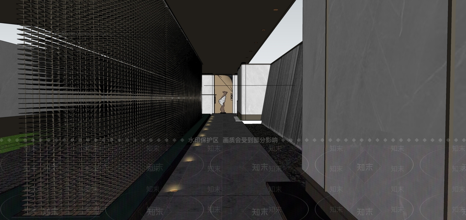 现代新中式售楼处建筑SU模型下载【ID:1201883544】