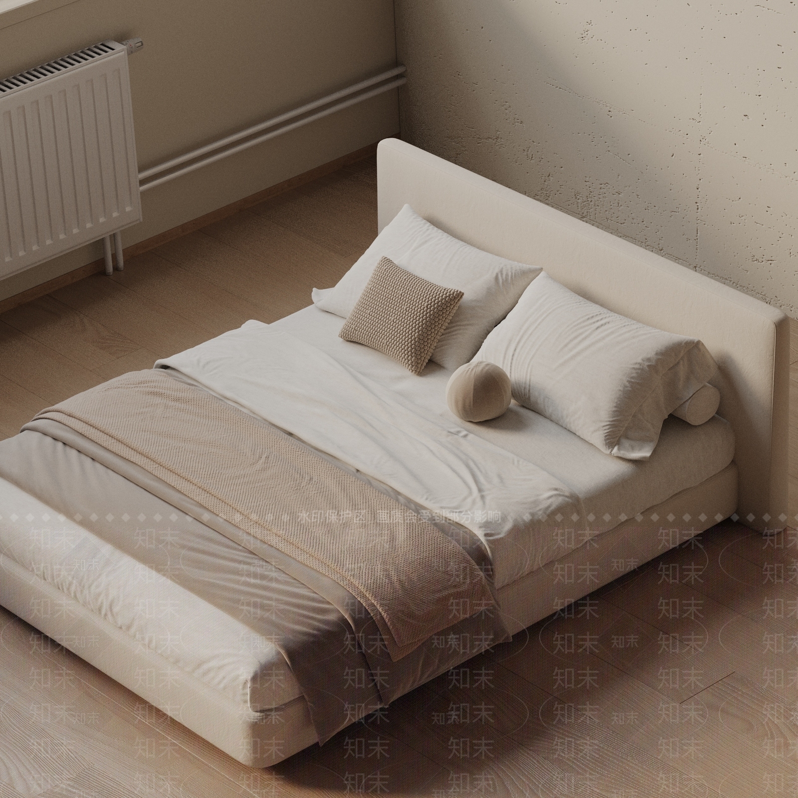 现代双人床3D模型下载【ID:1201883943】