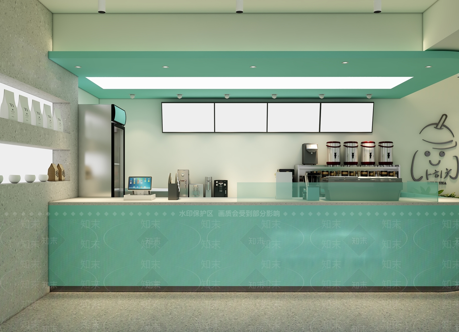 现代极简奶茶店3D模型下载【ID:1201886154】