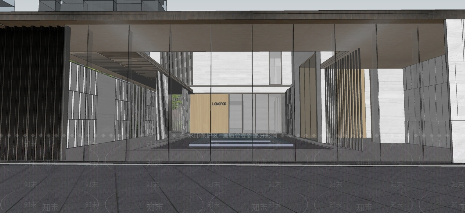 现代新中式售楼处建筑SU模型下载【ID:1201886787】