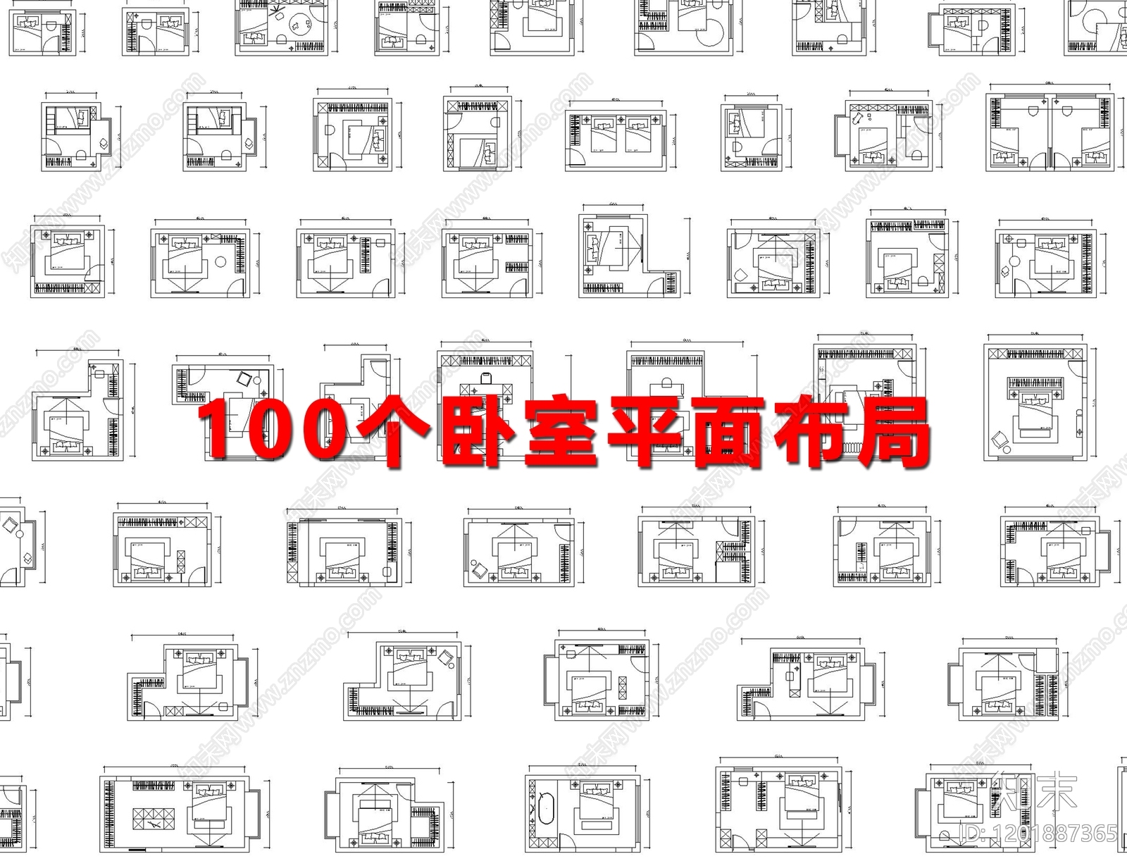 现代卧室施工图下载【ID:1201887365】