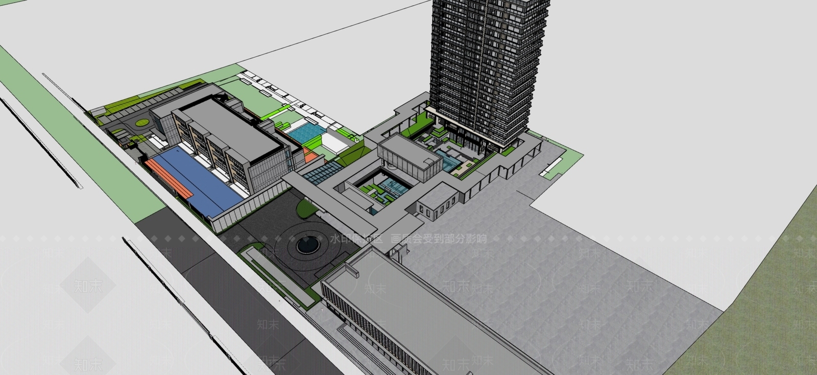 现代新中式售楼处建筑SU模型下载【ID:1201887689】