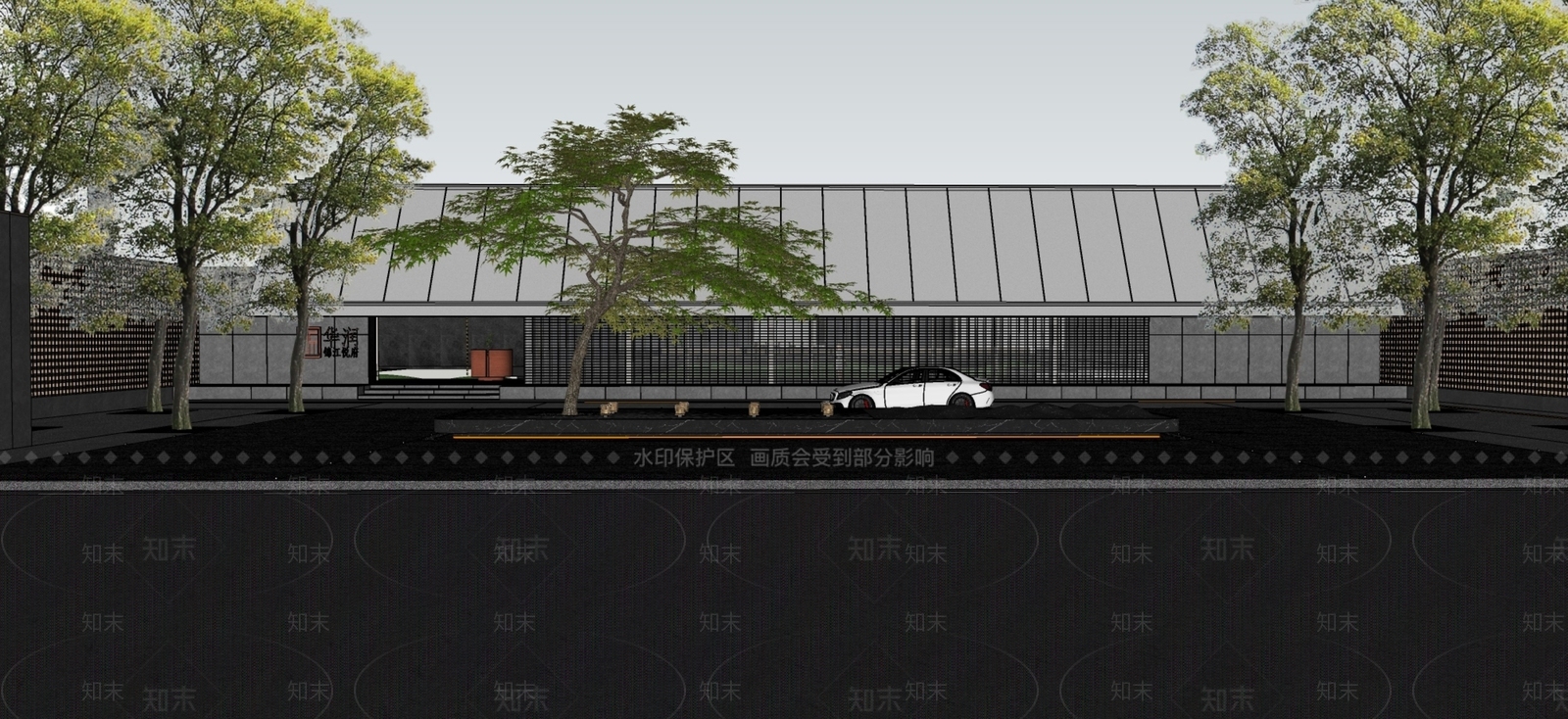 现代新中式售楼处建筑SU模型下载【ID:1201888155】