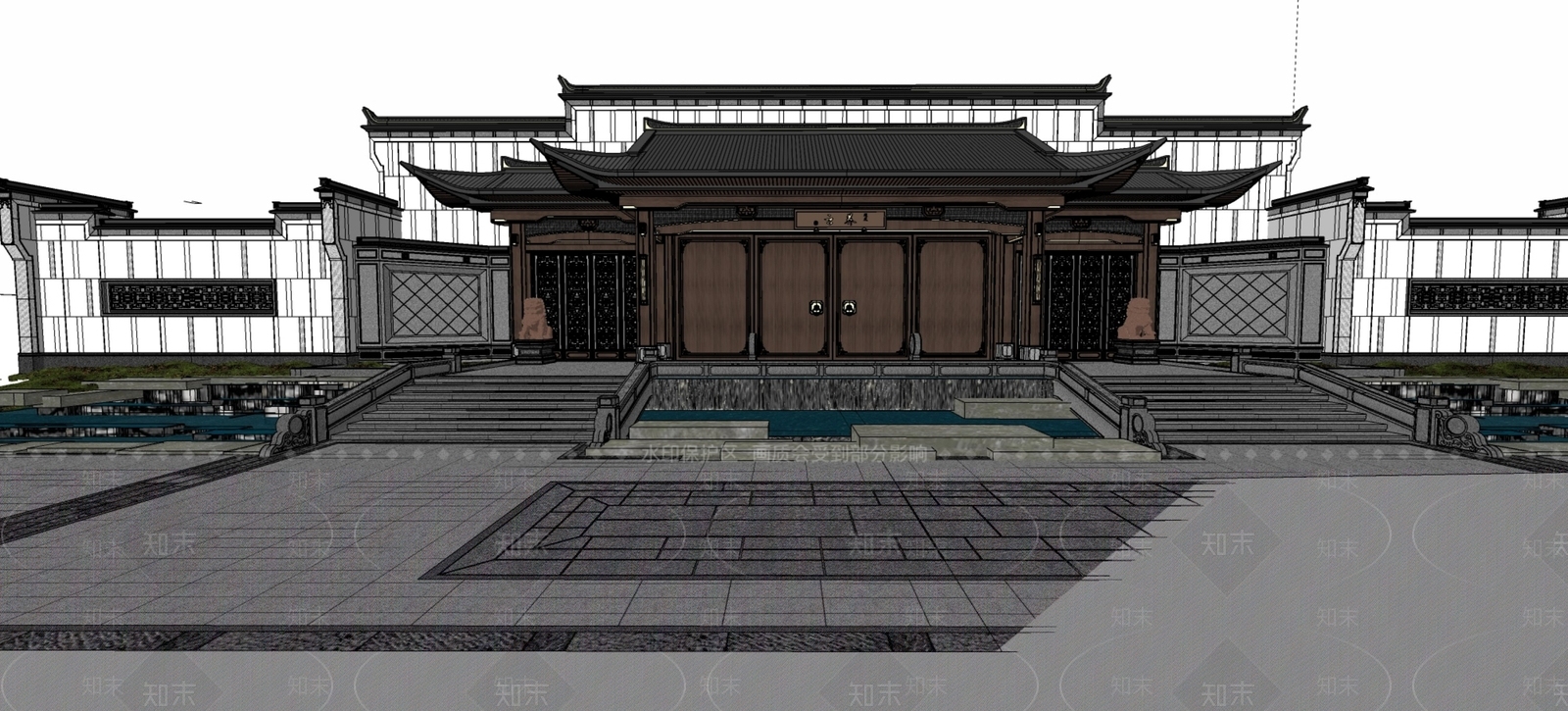 现代新中式商场建筑SU模型下载【ID:1201888669】