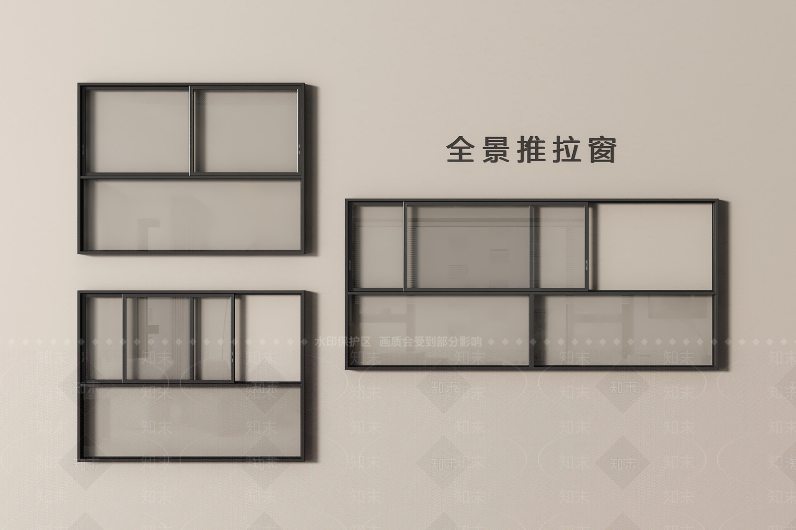 现代推拉窗SU模型下载【ID:1201888692】