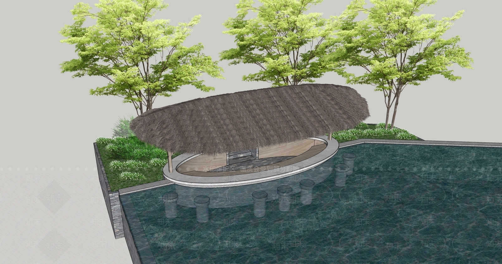 新中式廊架SU模型下载【ID:1201889123】
