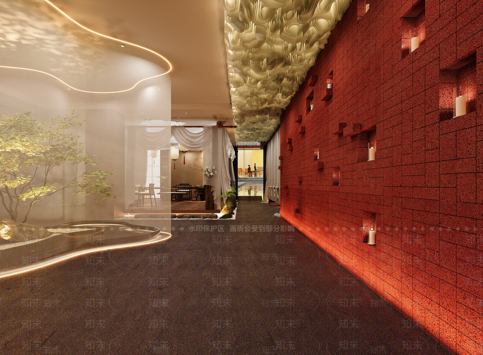 新中式现代茶餐厅SU模型下载【ID:1201891479】