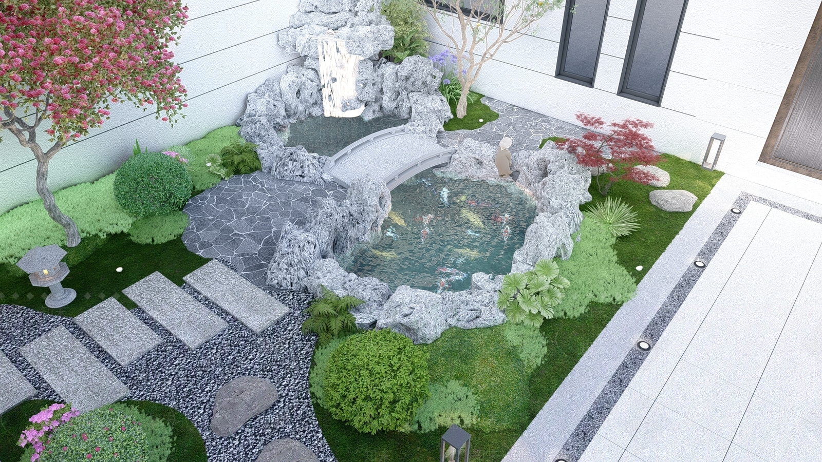 新中式现代别墅庭院SU模型下载【ID:1201891671】