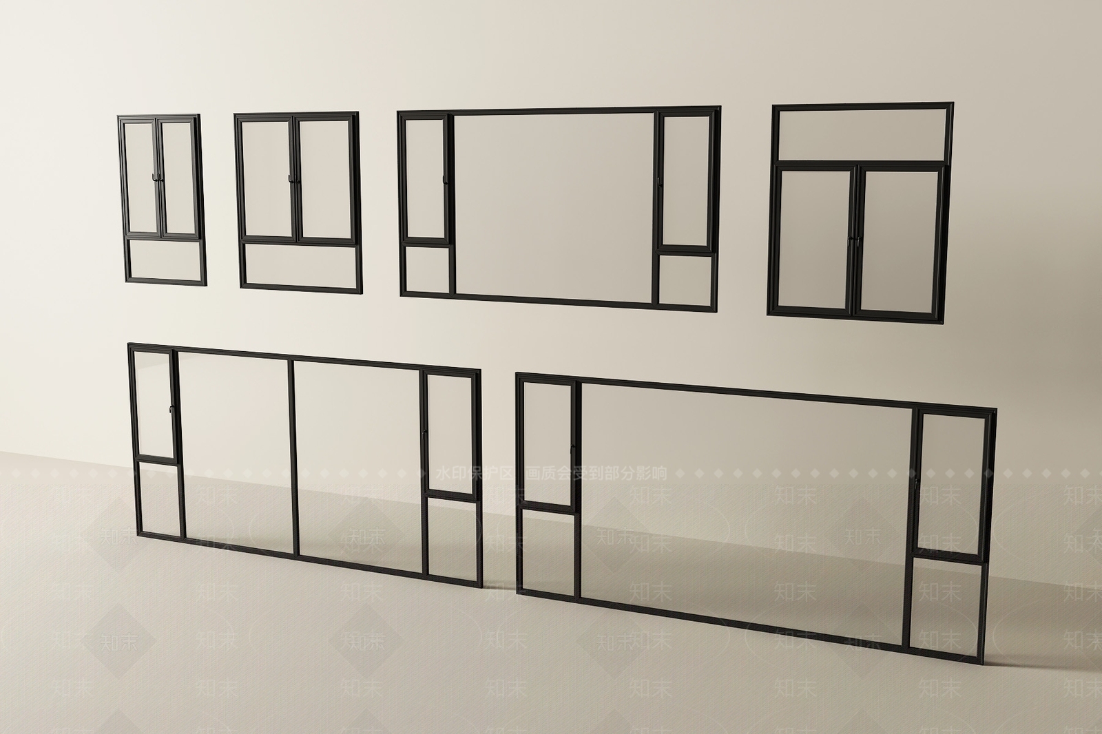 现代平开窗3D模型下载【ID:1201891827】