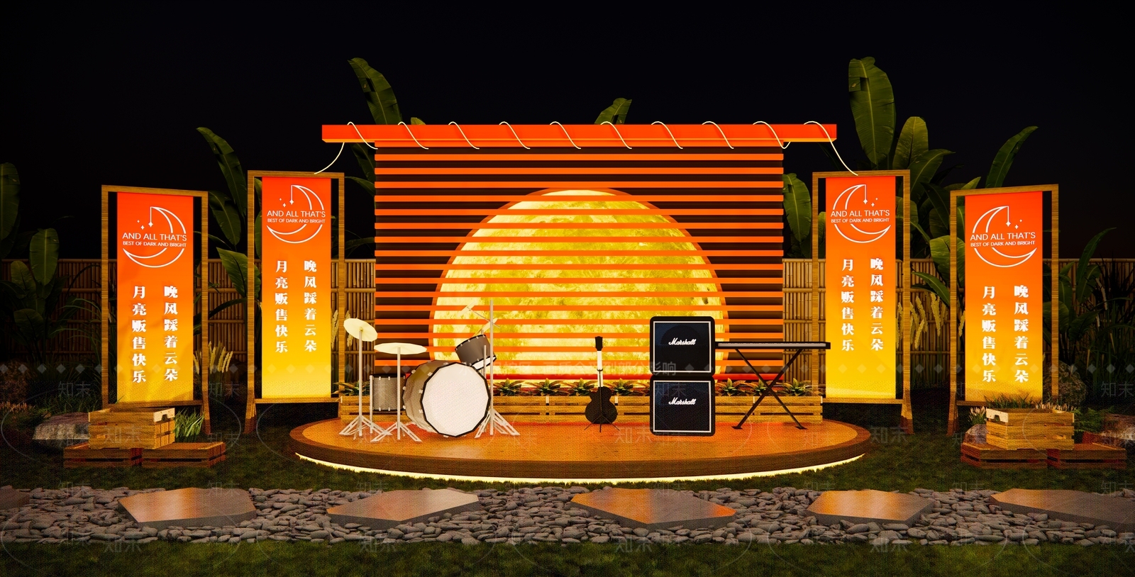 现代露天舞台SU模型下载【ID:1201892730】