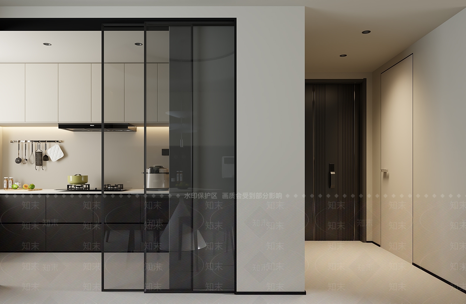 现代简约封闭式厨房3D模型下载【ID:1201894787】