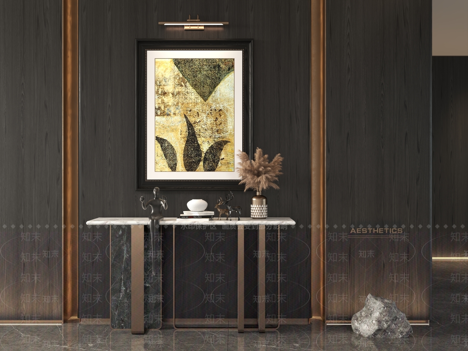 现代新中式玄关柜3D模型下载【ID:1201896679】