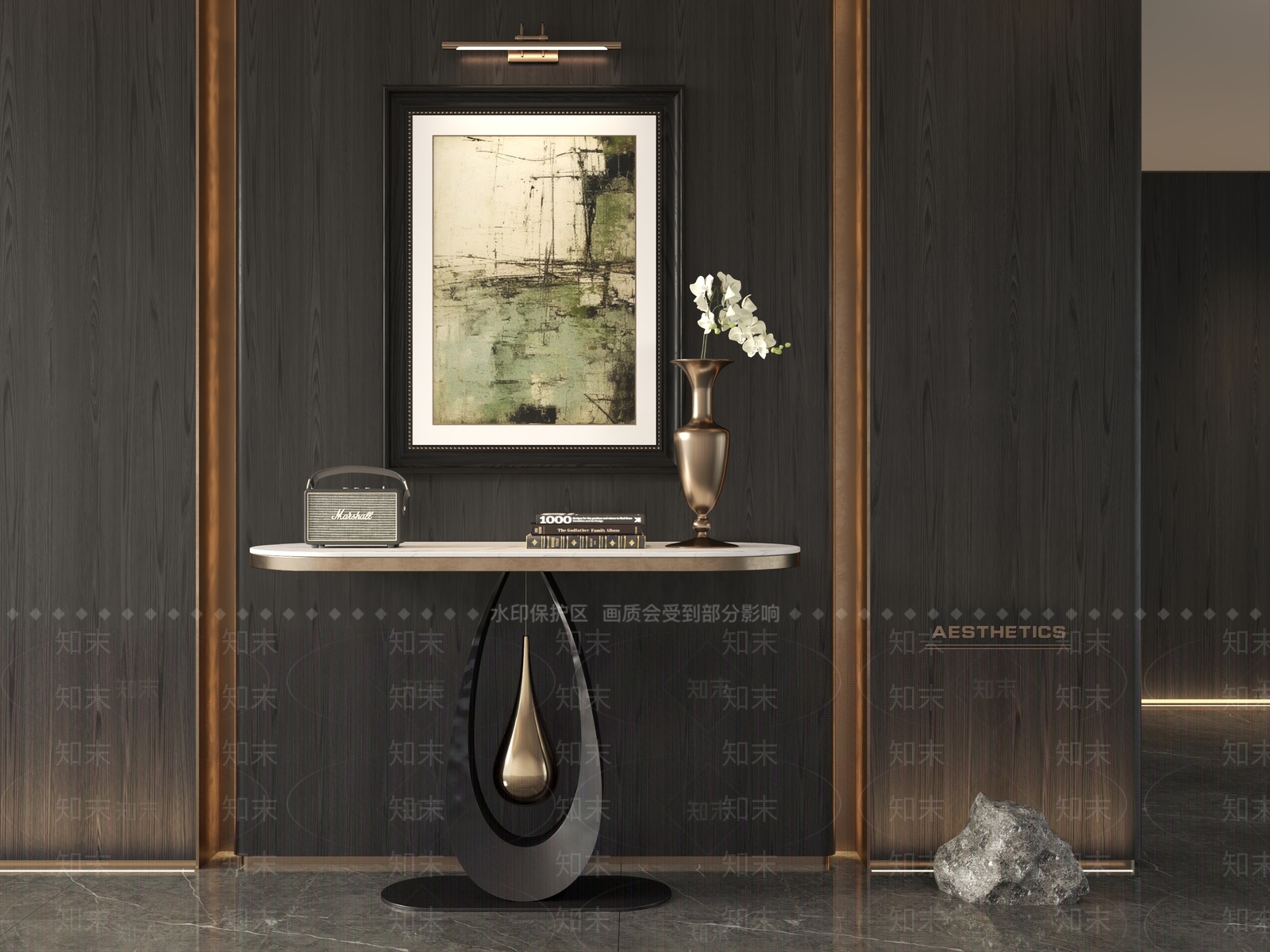 现代新中式玄关柜3D模型下载【ID:1201896713】