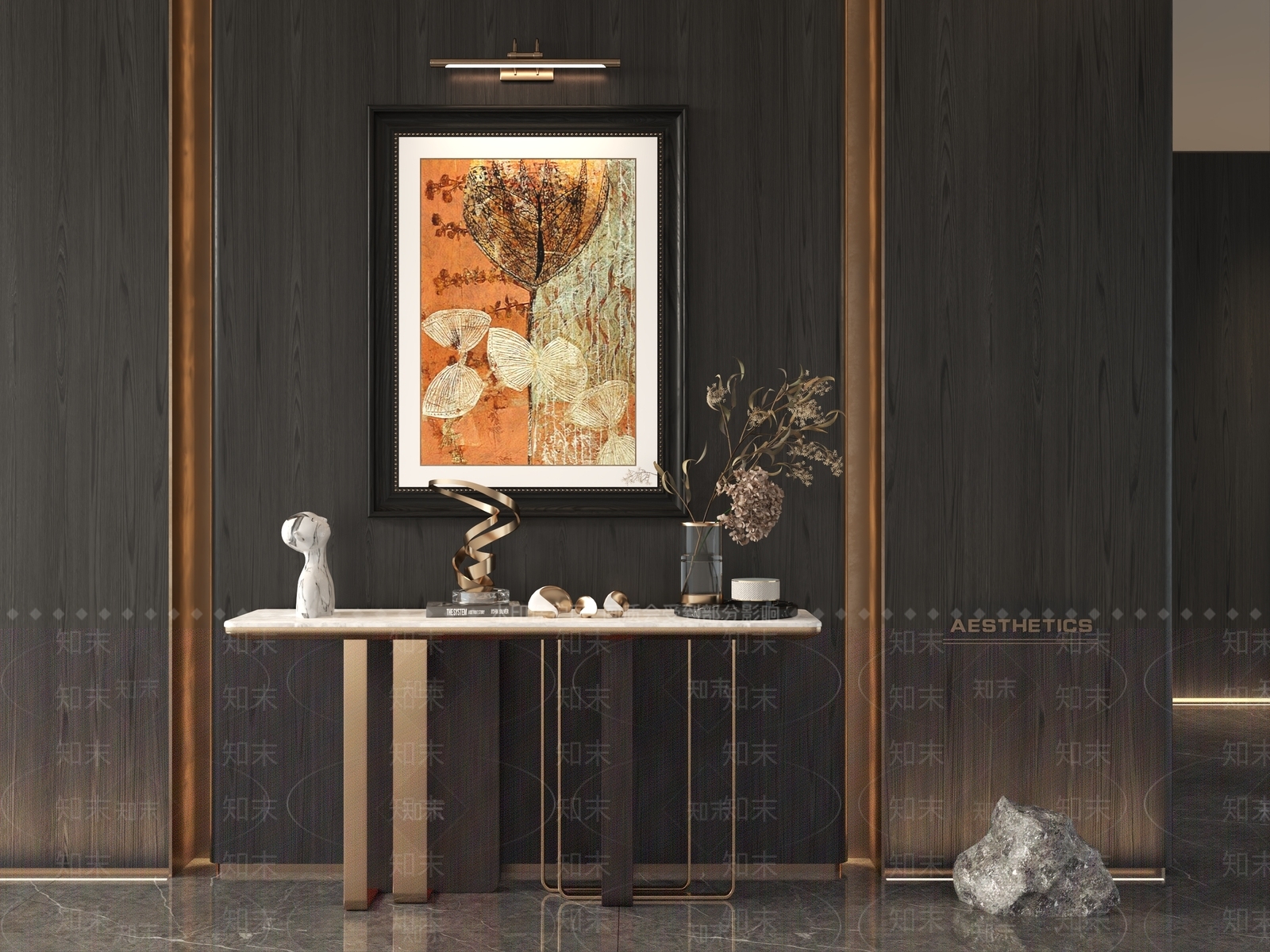 现代新中式玄关柜3D模型下载【ID:1201896708】