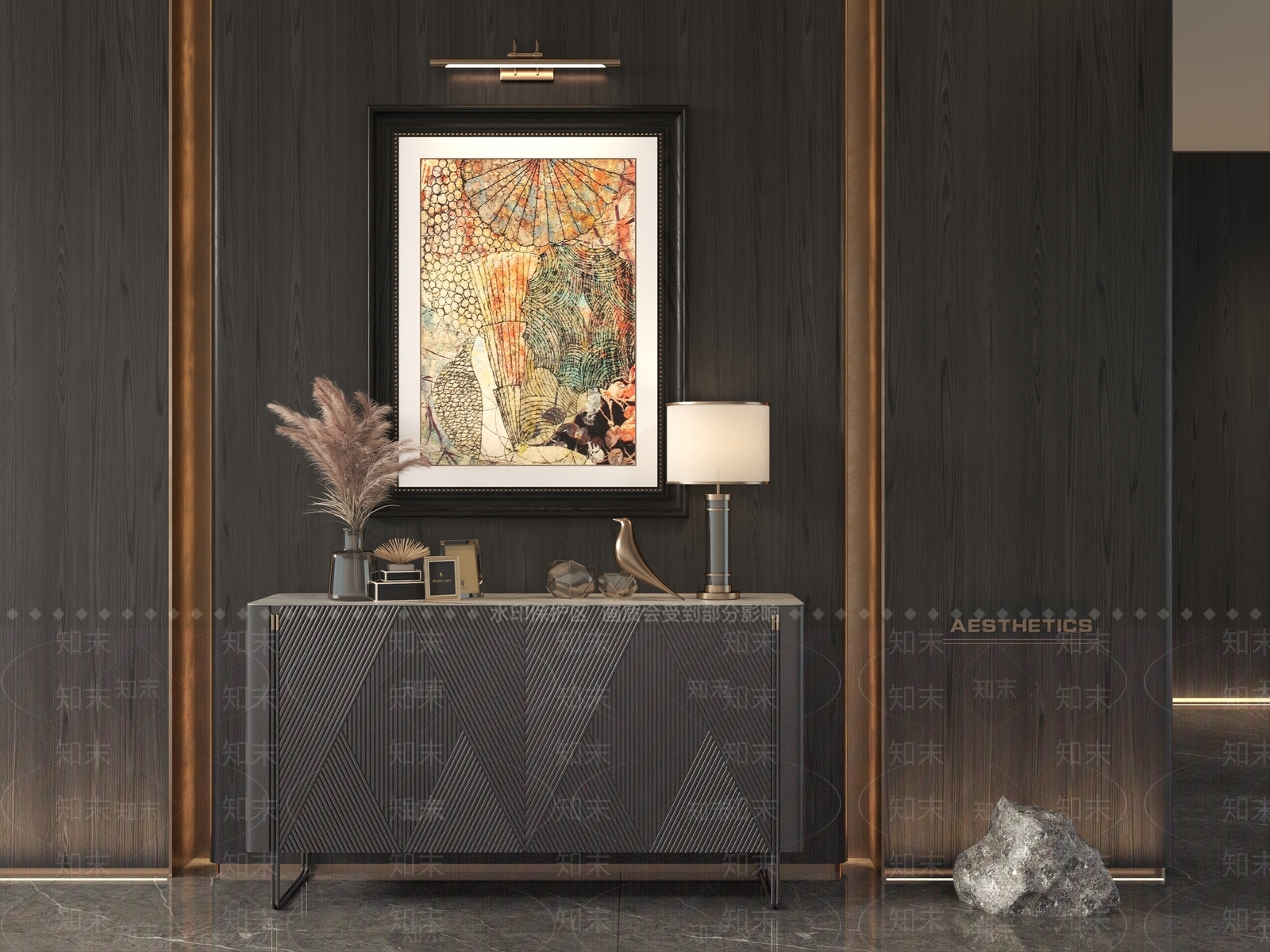 现代新中式玄关柜3D模型下载【ID:1201896887】