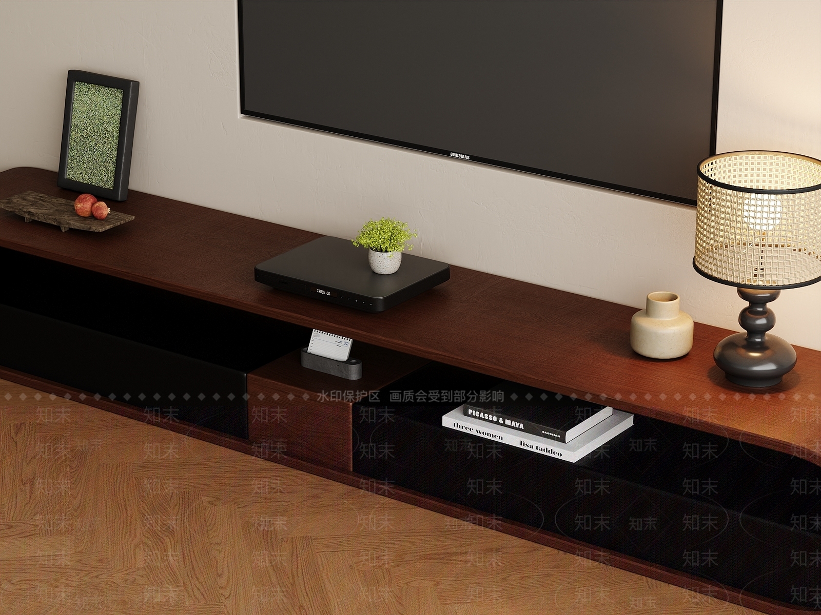 复古中古电视柜3D模型下载【ID:1201900977】