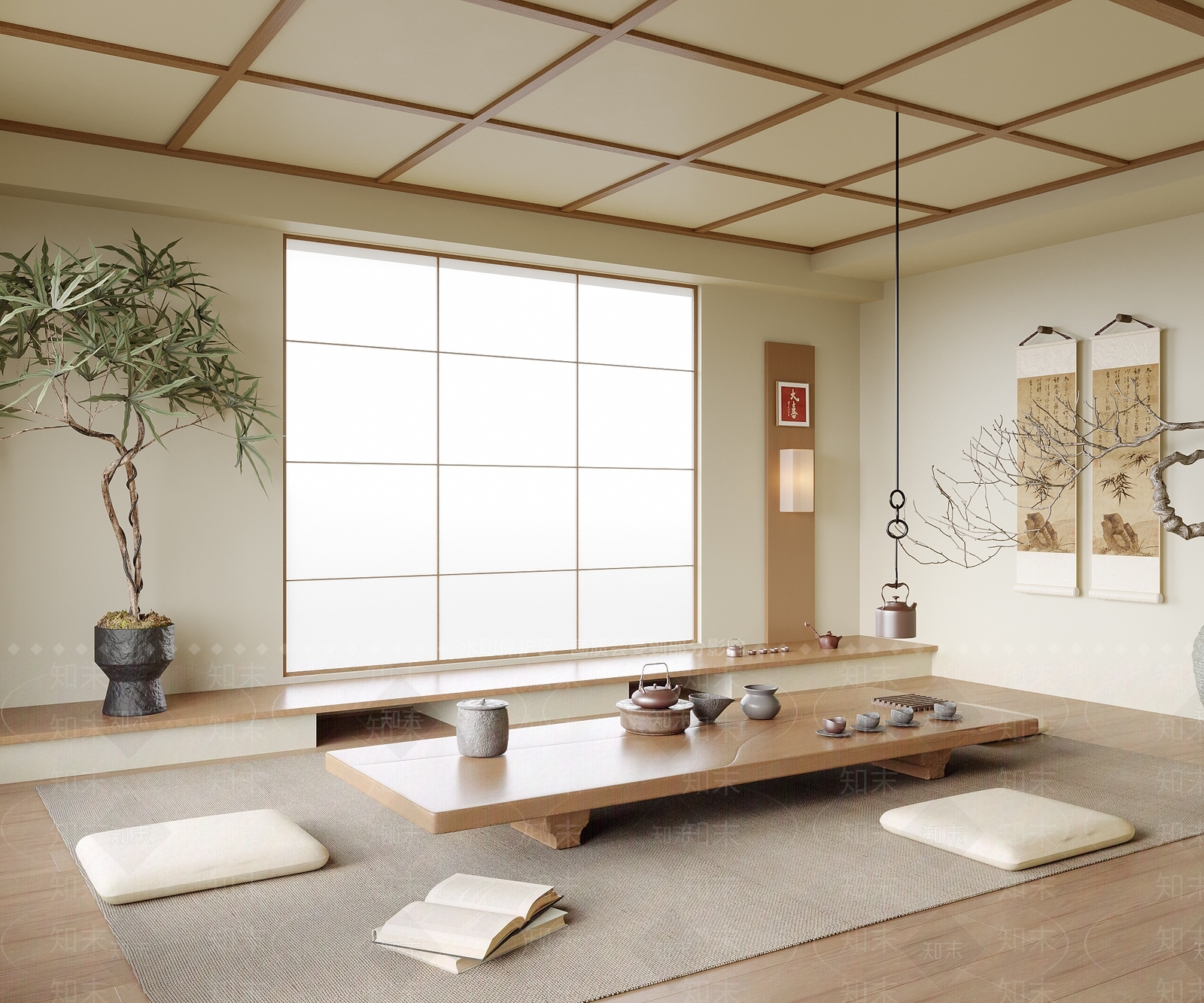 新中式日式茶室3D模型下载【ID:1201902000】