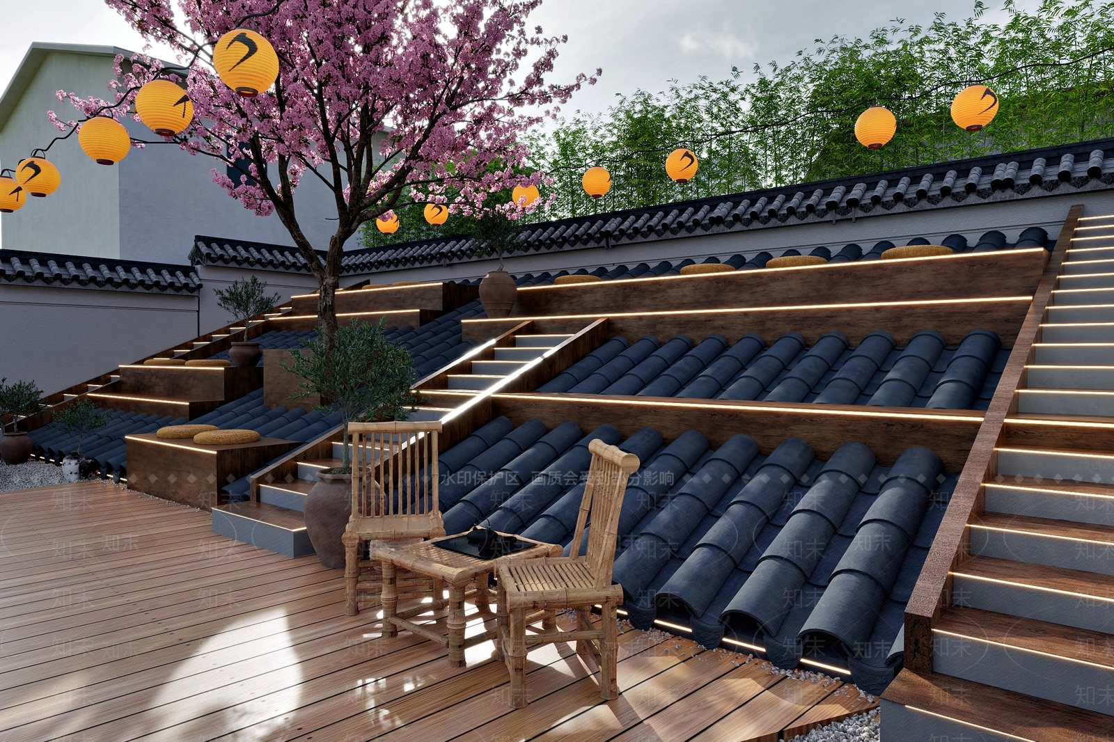 新中式观景平台3D模型下载【ID:1201904165】