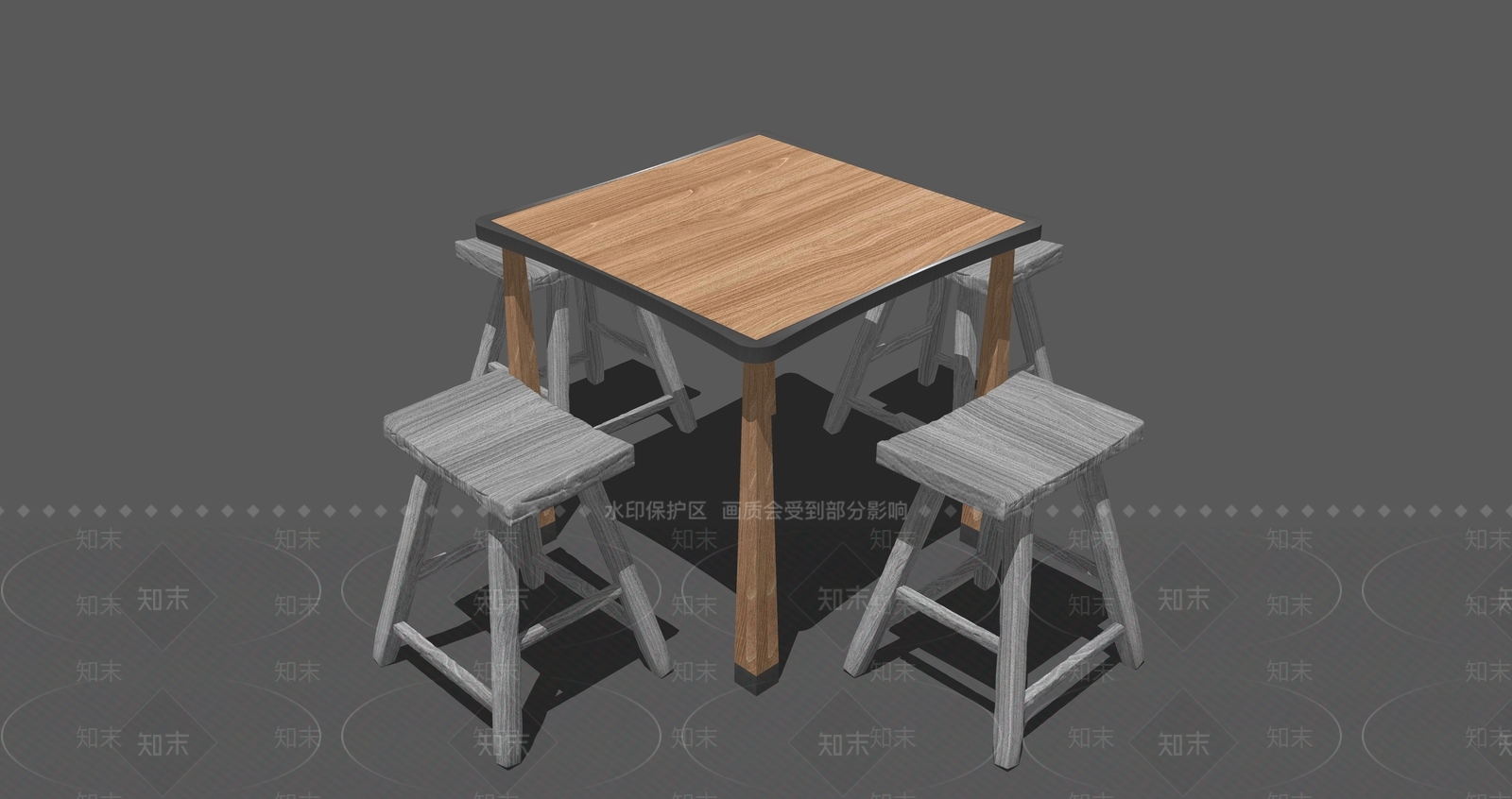 新中式原木餐桌椅SU模型下载【ID:1201904248】
