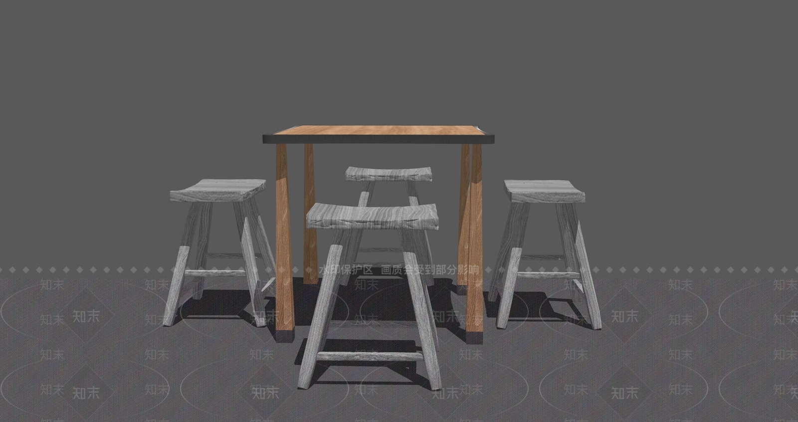 新中式原木餐桌椅SU模型下载【ID:1201904248】