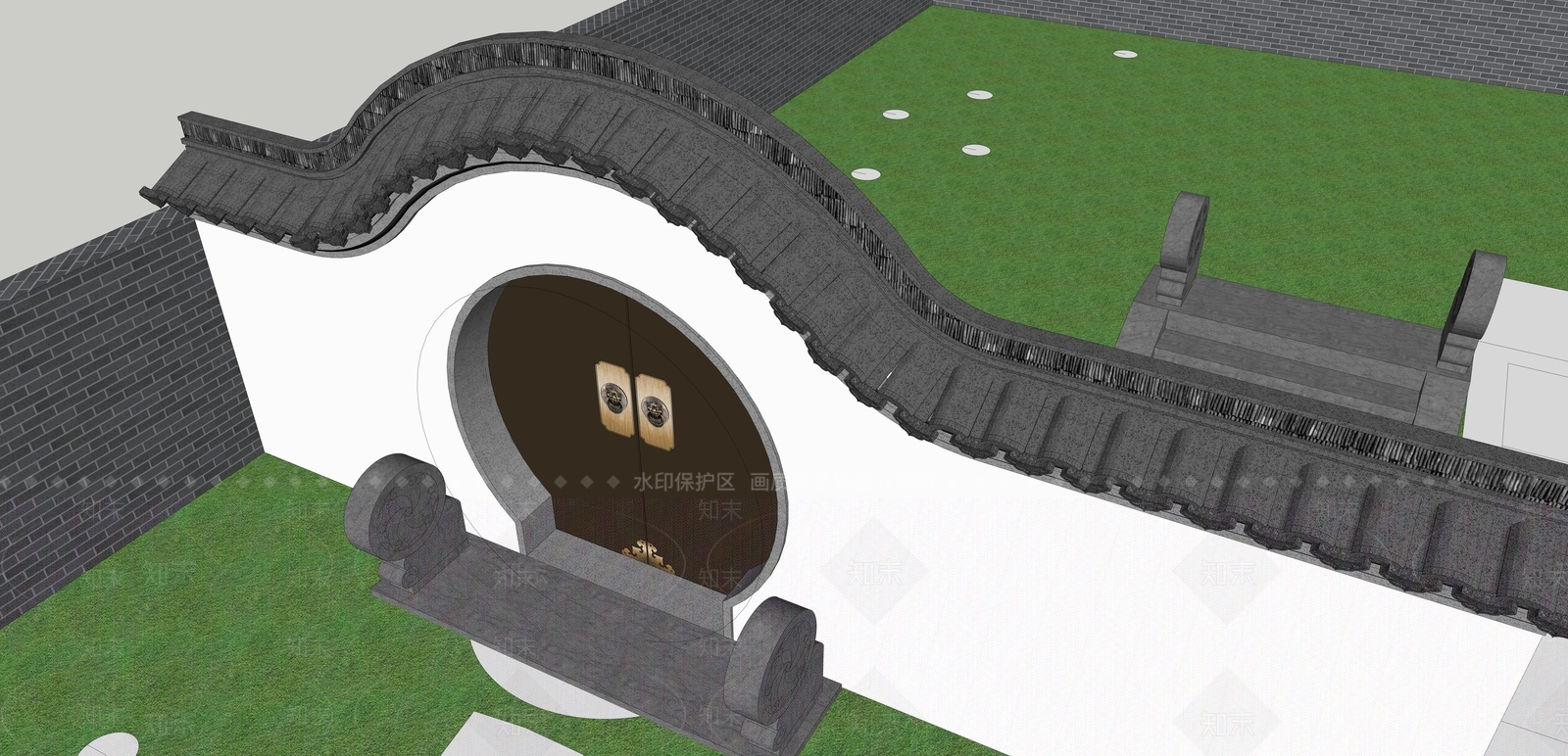 中式四合院SU模型下载【ID:1201904596】