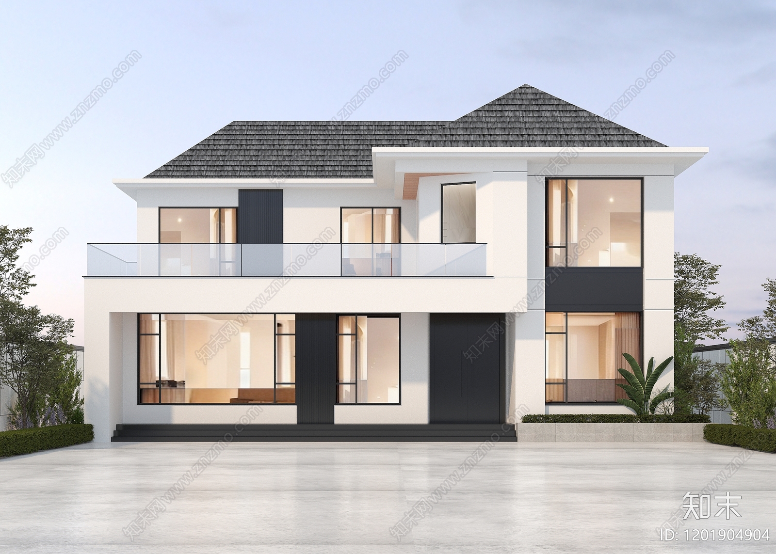 现代别墅建筑施工图下载【ID:1201904904】