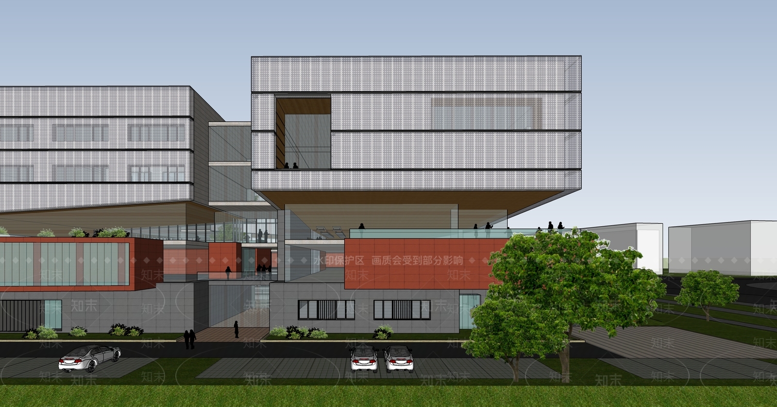 现代极简学校建筑SU模型下载【ID:1201906903】