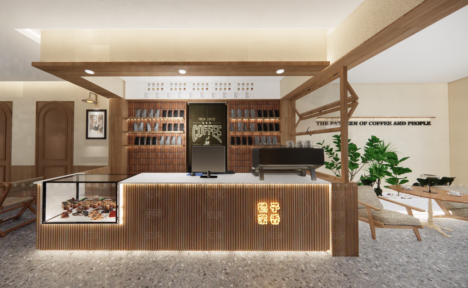 奶油中古咖啡厅SU模型下载【ID:1201907111】
