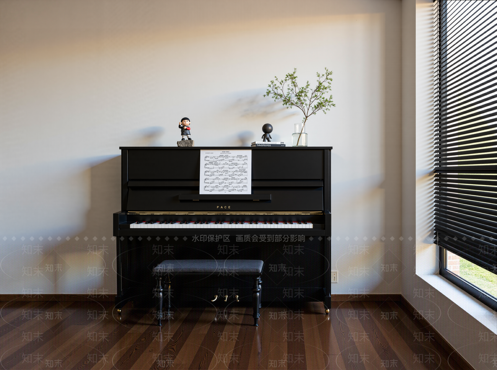 现代钢琴房SU模型下载【ID:1201907701】