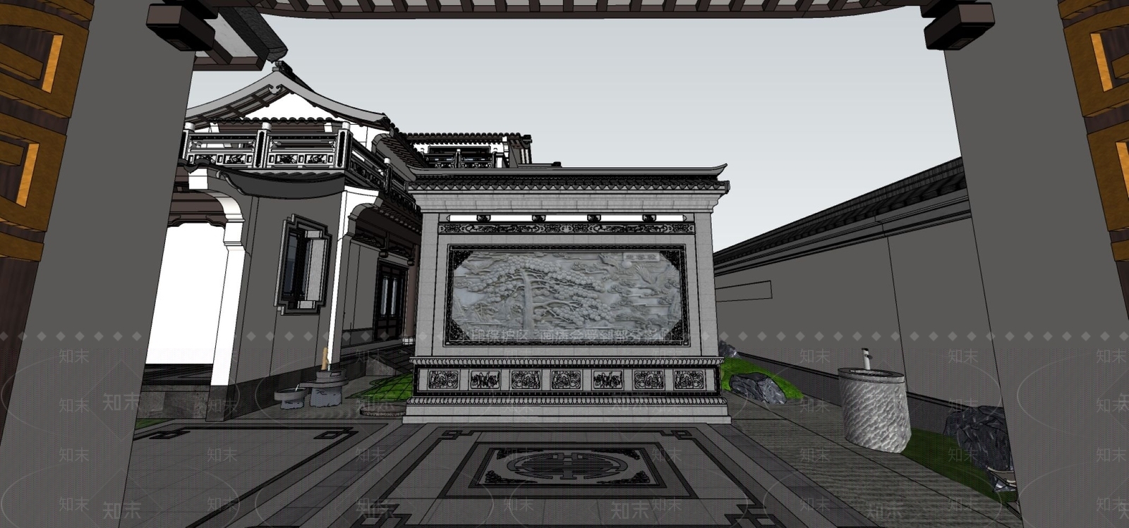 新中式中式四合院SU模型下载【ID:1201907991】