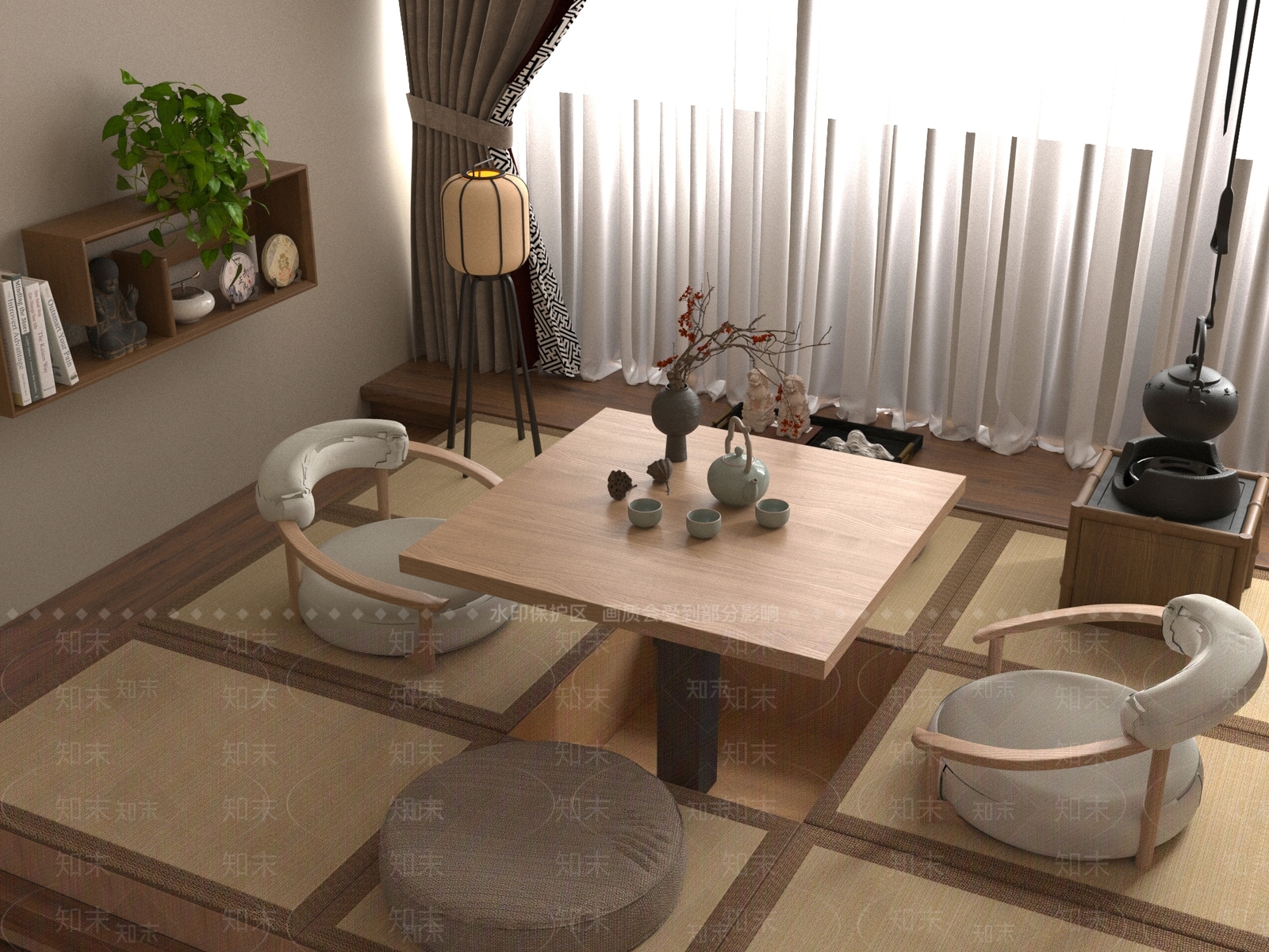 新中式中式茶桌椅3D模型下载【ID:1201908707】