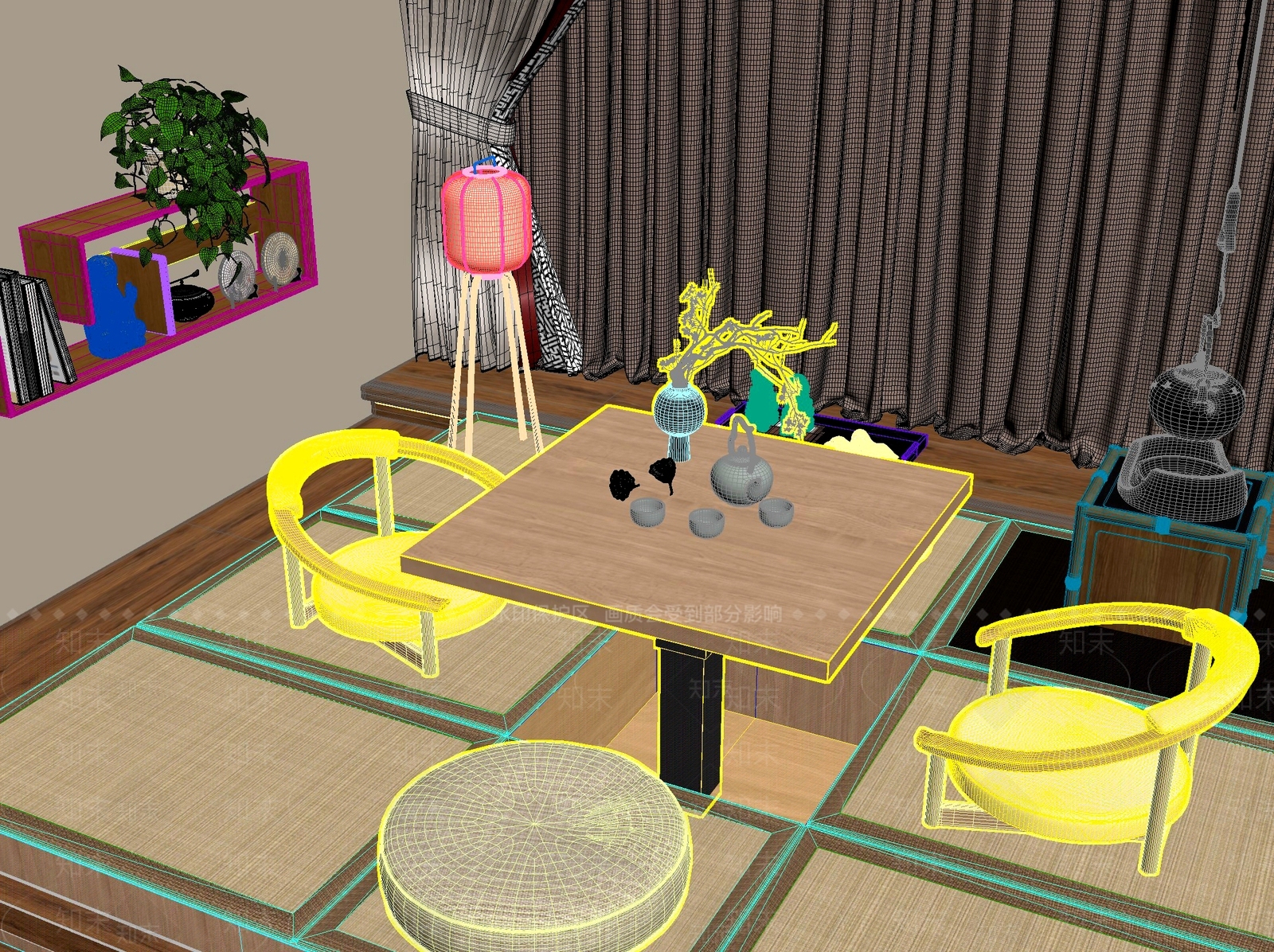 新中式中式茶桌椅3D模型下载【ID:1201908707】