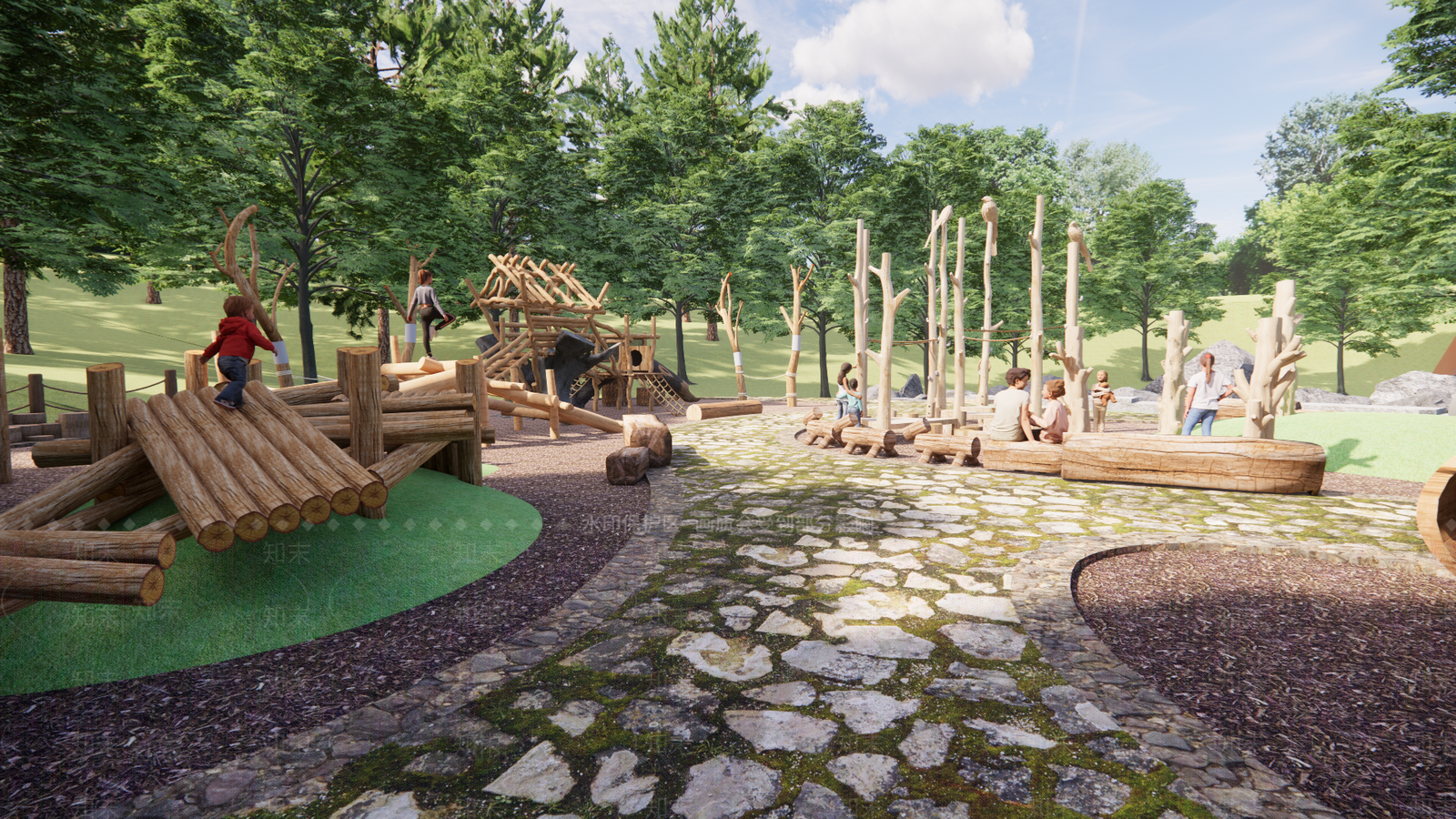 现代中式广场景观SU模型下载【ID:1201909691】