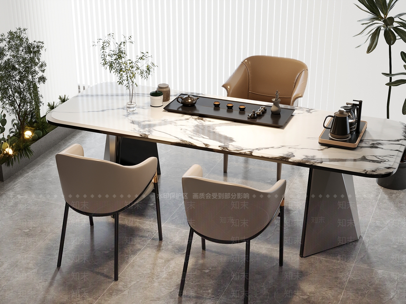 新中式中式茶桌椅3D模型下载【ID:1201909137】