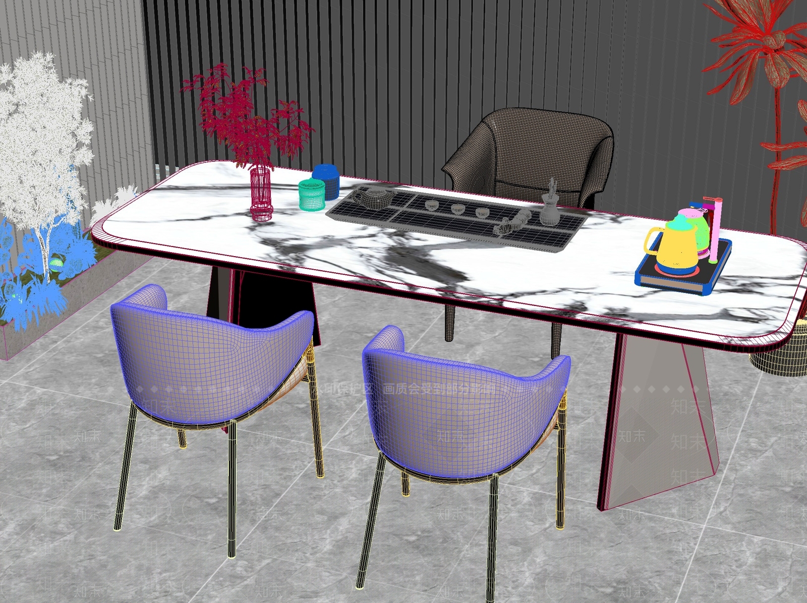 新中式中式茶桌椅3D模型下载【ID:1201909137】