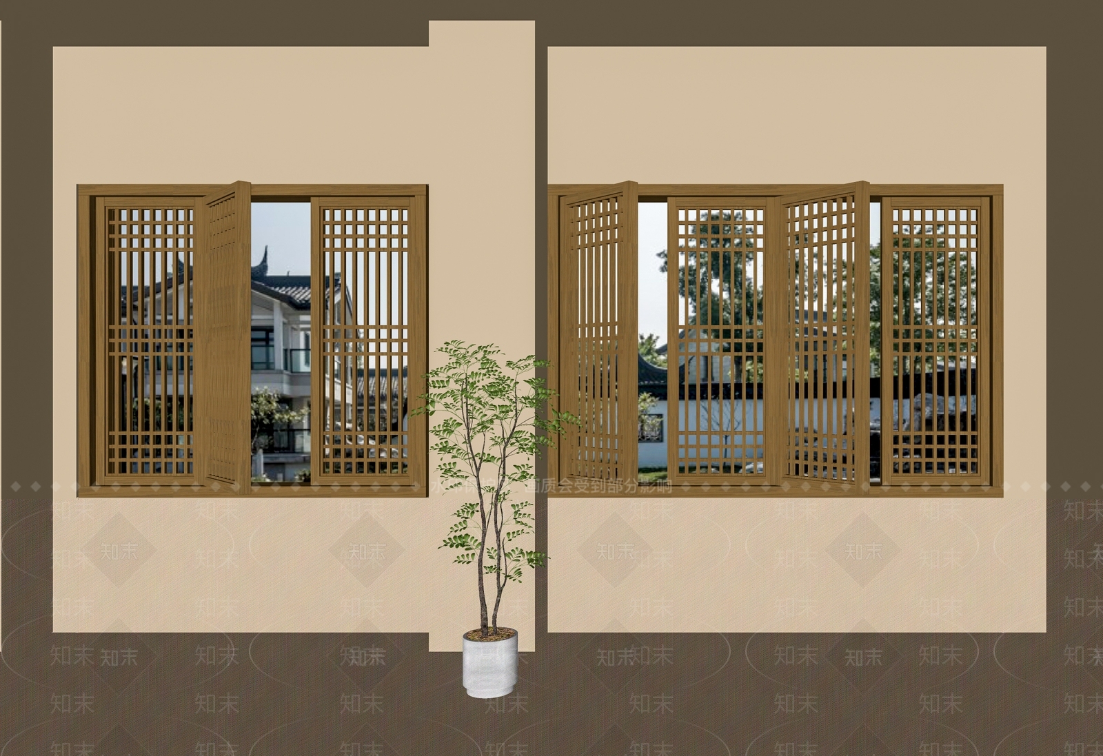 新中式窗户组合SU模型下载【ID:1201909437】