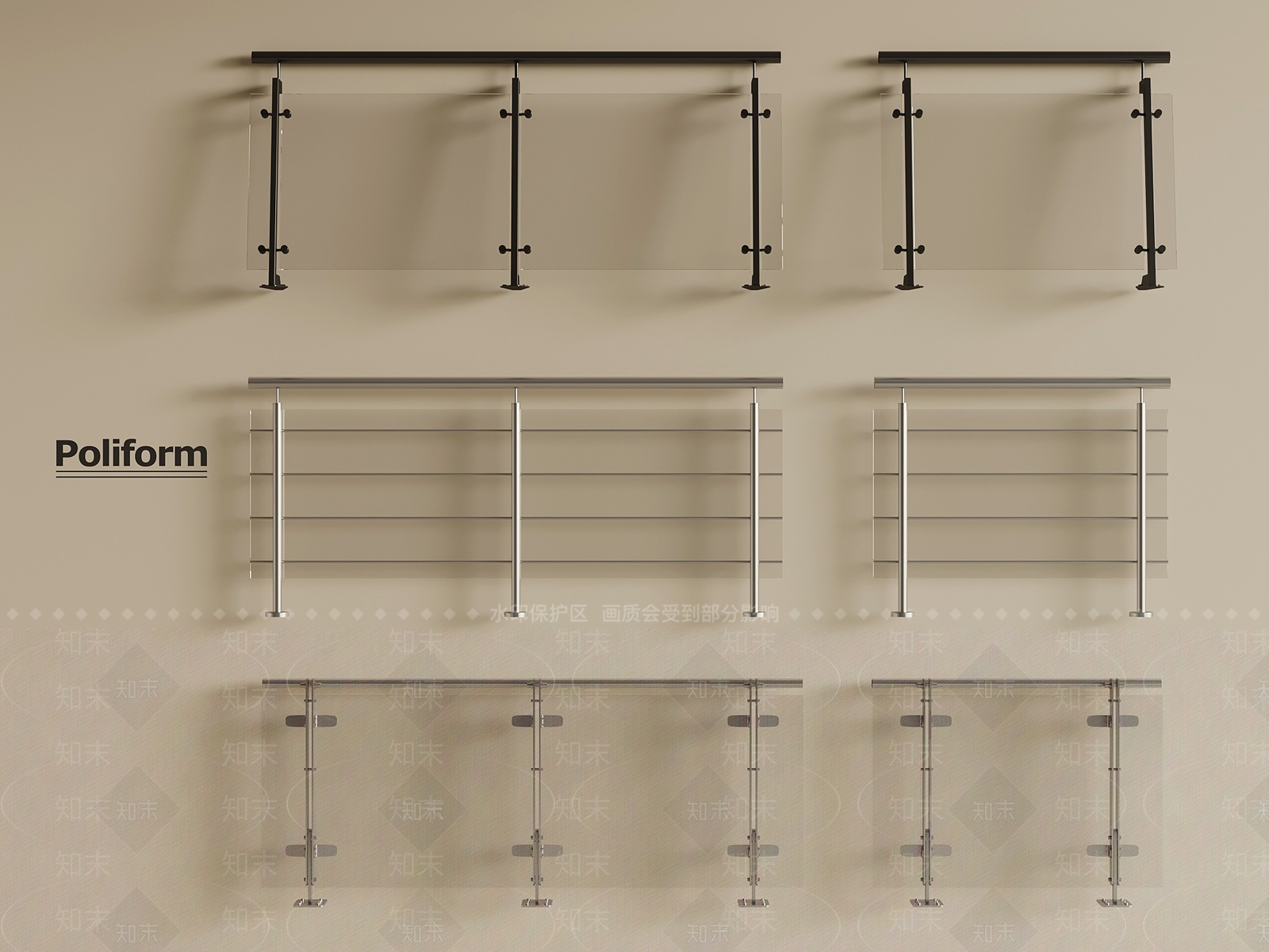现代栏杆3D模型下载【ID:1201910449】