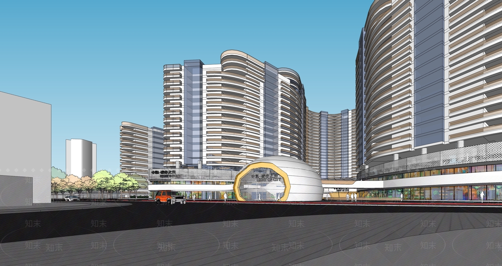现代小区建筑SU模型下载【ID:1201910965】