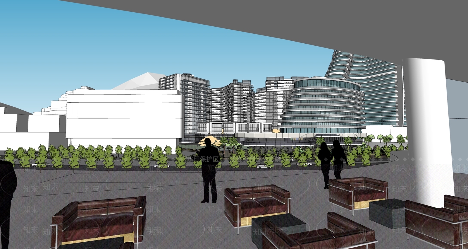 现代酒店建筑SU模型下载【ID:1201911216】