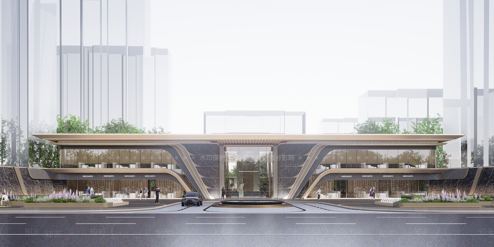 现代轻奢售楼处建筑SU模型下载【ID:1201911767】