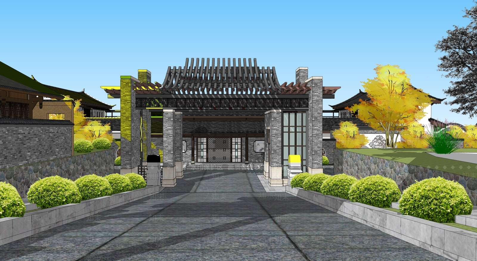 中式四合院SU模型下载【ID:1201912042】