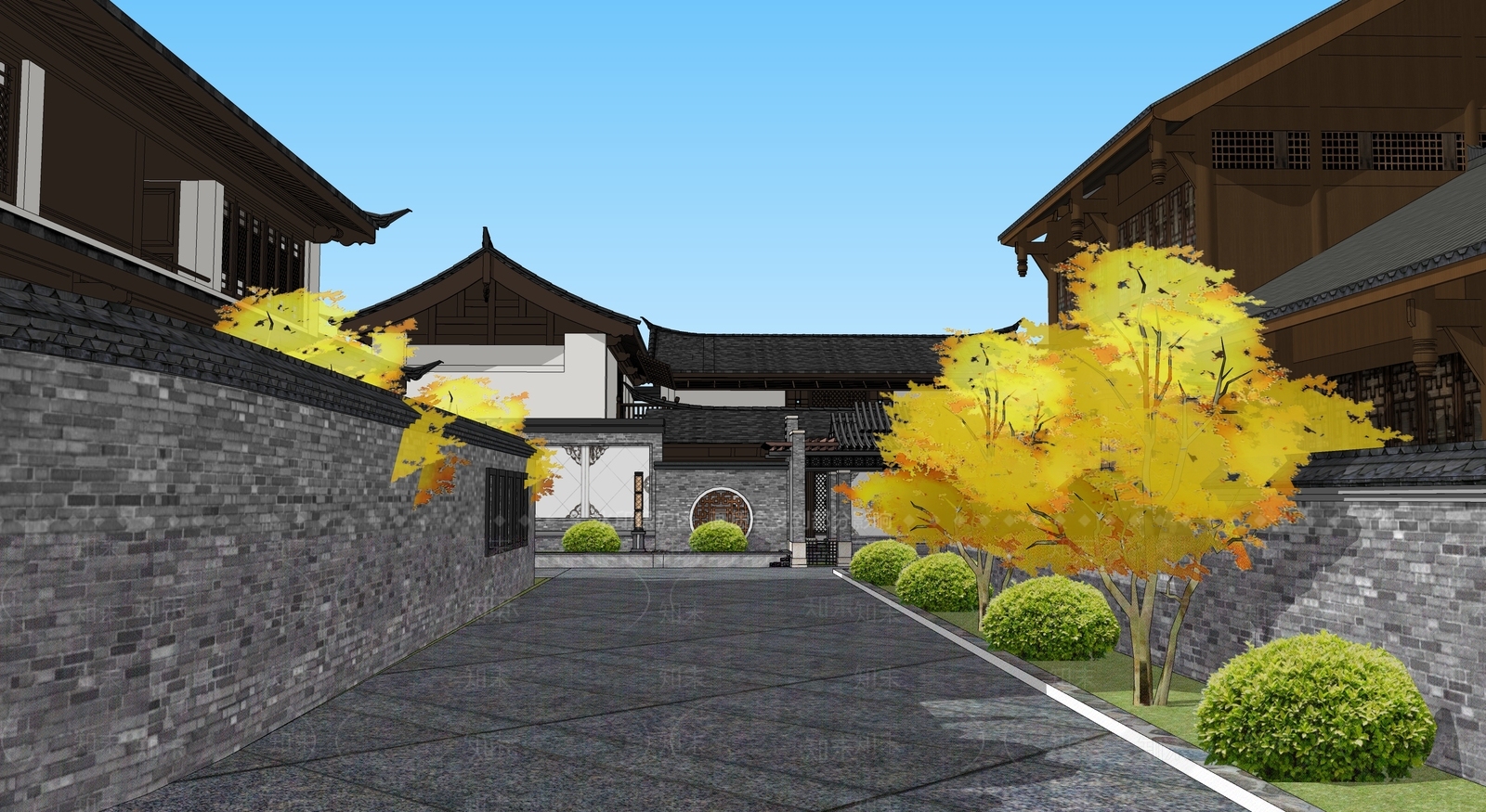 中式四合院SU模型下载【ID:1201912042】