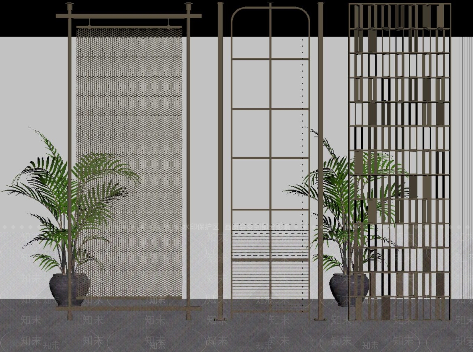 现代隔断SU模型草图
