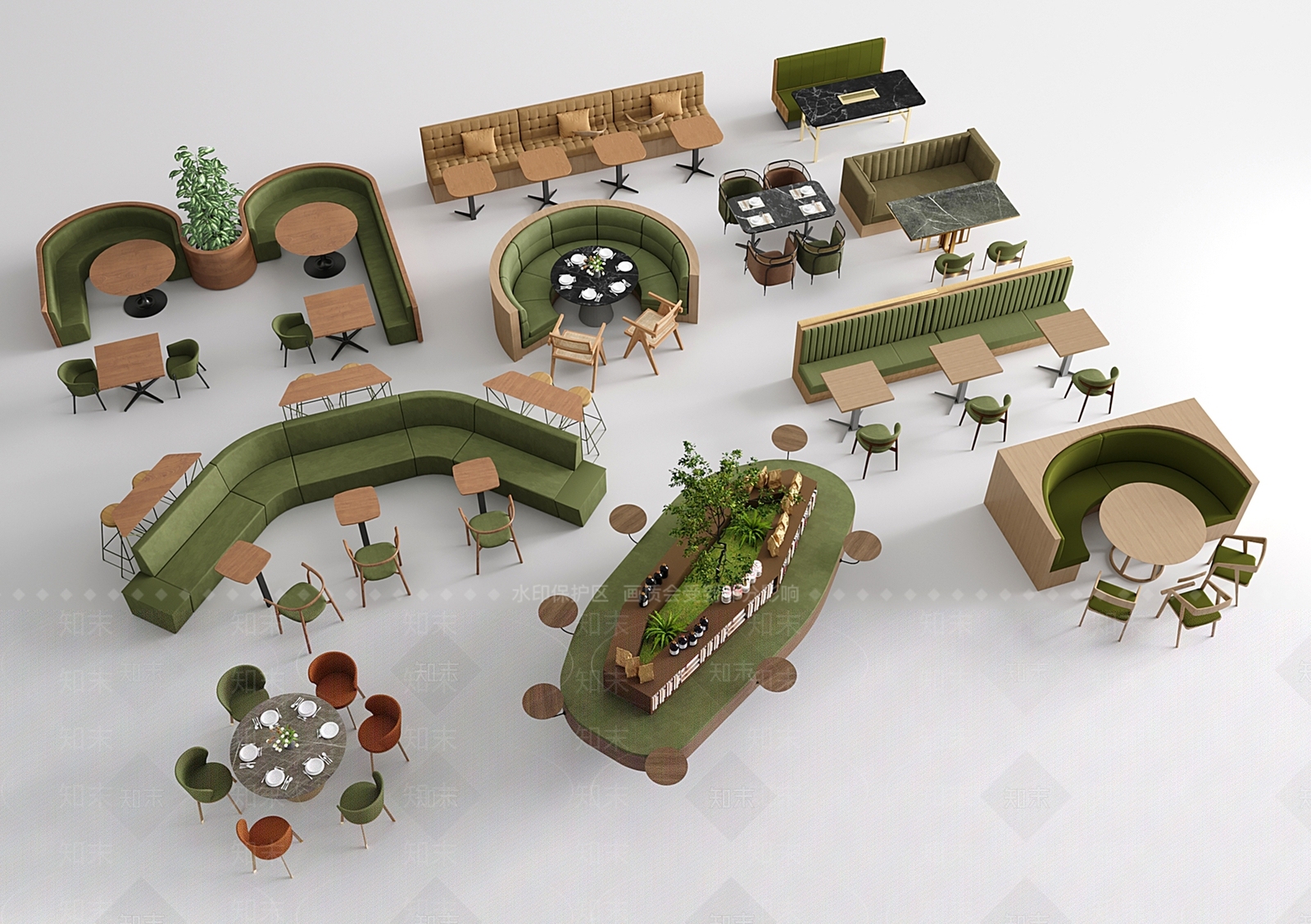 现代简约卡座沙发3D模型下载【ID:1201912386】