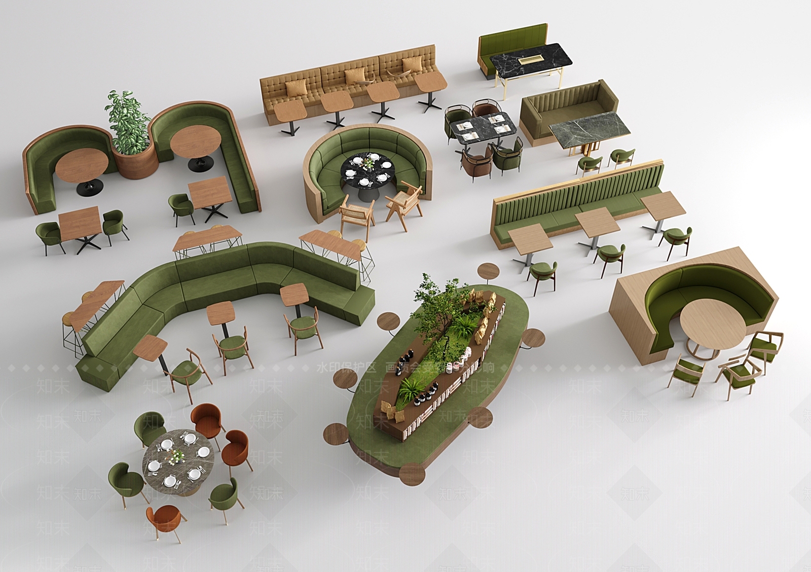 现代简约卡座沙发SU模型下载【ID:1201912471】