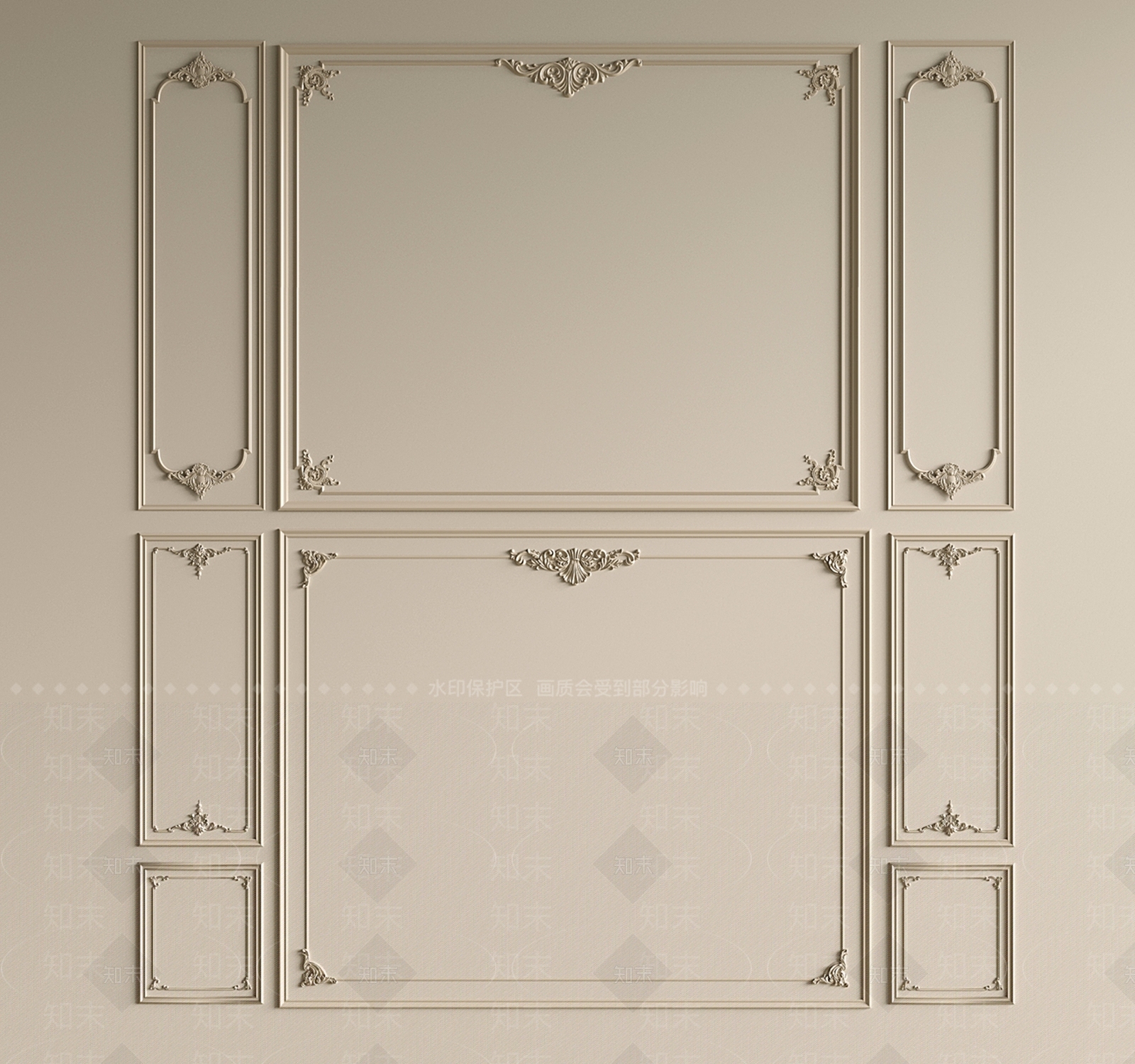 法式简欧背景墙SU模型下载【ID:1201912563】