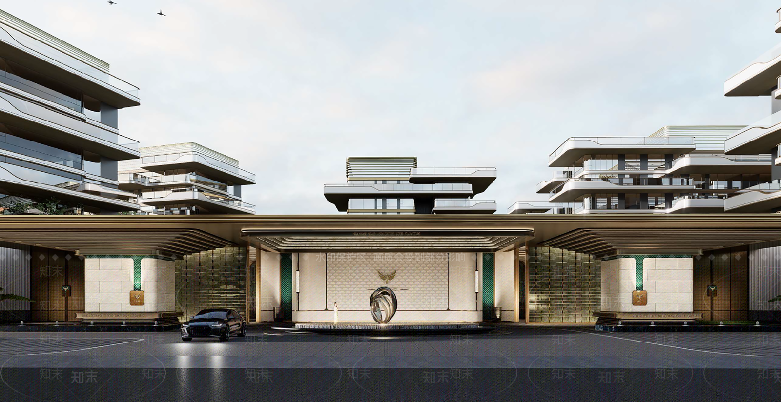 现代轻奢售楼处建筑SU模型下载【ID:1201912644】